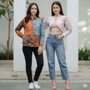 Outer Batik + Inner Basic + Jeans